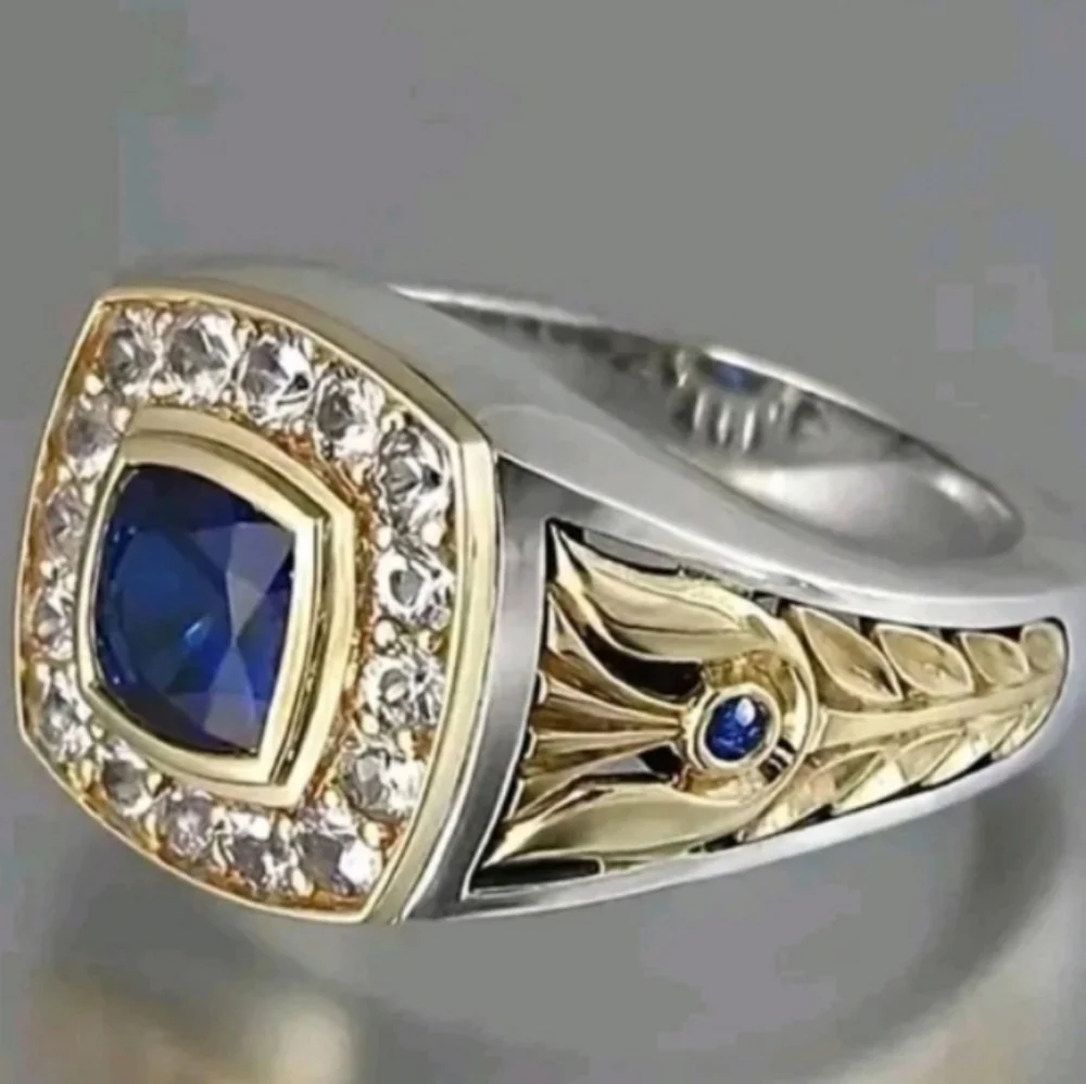 Mens Sapphire Ring With gold Accents